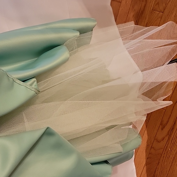 Vintage Jessica McClintock Gunne Sax Green Dress Gown 80s Petticoat Ruffle - Picture 13 of 16